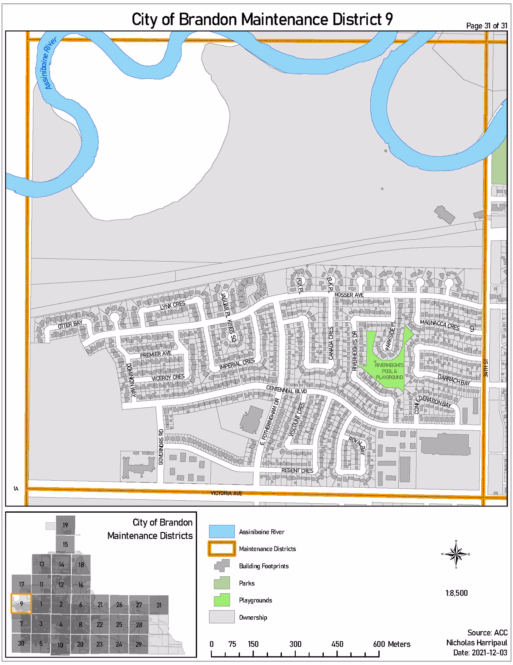 Mapbook sheet for district 9 on the western edge of the grid.